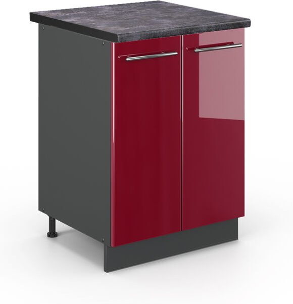 Vicco - Küchenunterschrank Fame-Line, Bordeaux Hochglanz, 60 cm , ap Anthrazit