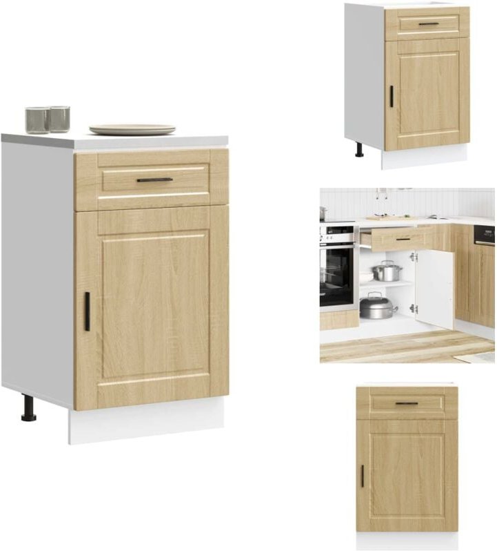 Küchenunterschrank Porto Sonoma-Eiche Holzwerkstoff - Küchenunterschrank - Küchenunterschränke - Spülenunterschrank - Un...