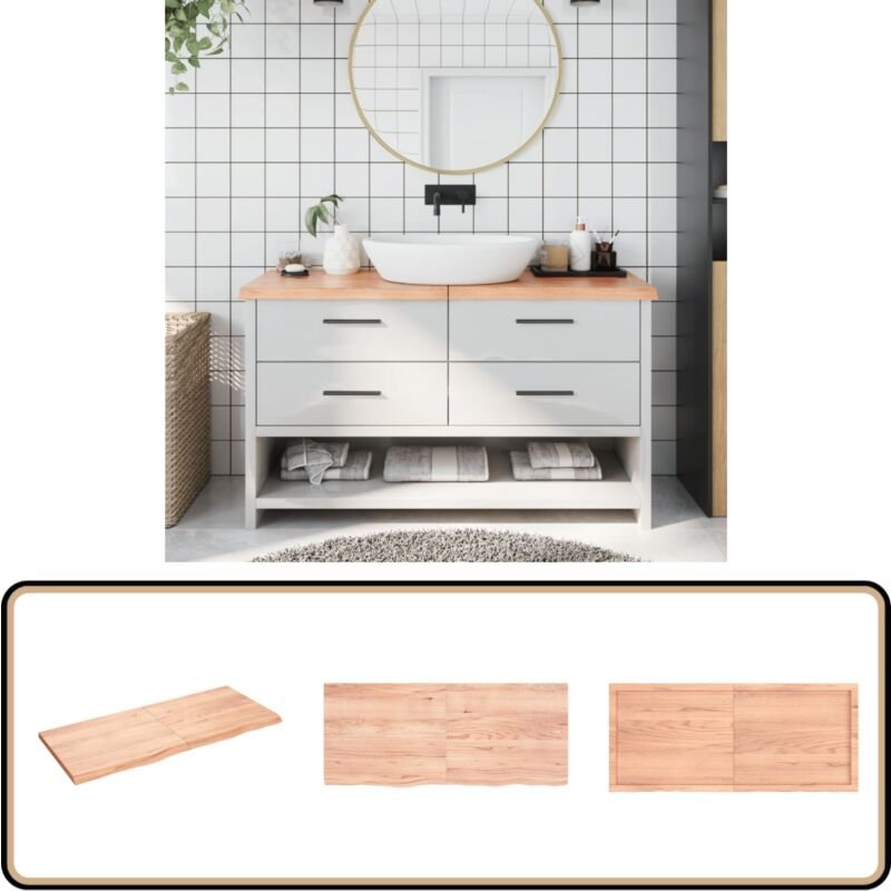 Waschtischplatte Hellbraun 140x60x(2-4) cm Massivholz Behandelt - Holz Waschttisch Platte - Eiche Massiv - Arbeitsplatte...