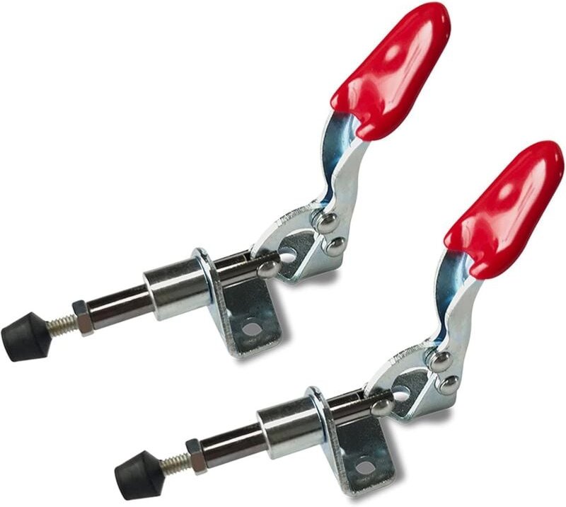 Aougo - Kniehebelklemmen, 2 Stück, Push-Pull-Aktion, Handwerkzeug, Schnellspanner, manuelle Klemmverriegelung, horizonta...