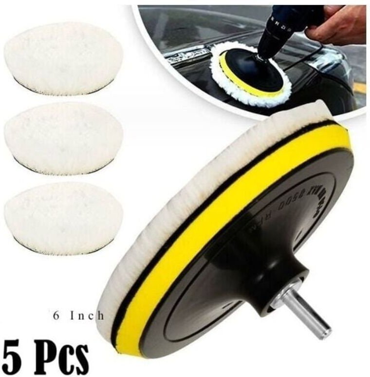 5-teiliges 150-mm-Polierpad aus Wolle, Polierscheibe, Schwamm-Polierpads, Auto-Polierset mit M14-Bohrer zum Polieren, Sc...