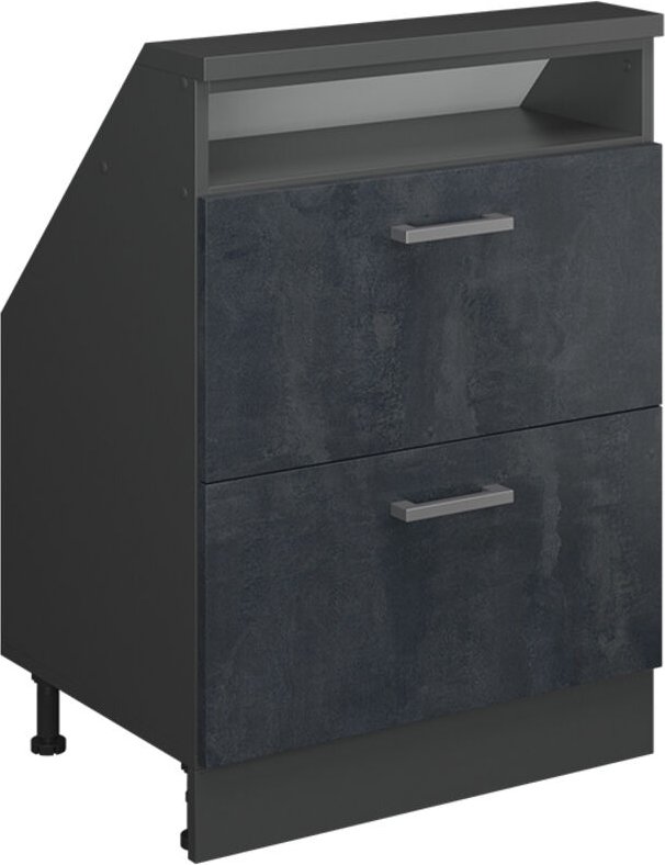 Dachschrägenschrank Rion, Schwarz Beton/Anthrazit, mit 2 Schubladen, Vicco