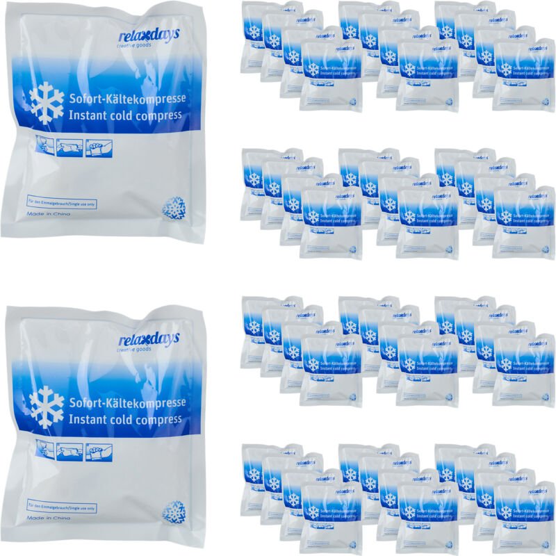 Kühlpack zum Knicken, 50er Set, Sofort Kältekompresse, HxB: 14,5 x 12,5 cm, für Sport & unterwegs, weiß/blau - Relaxdays