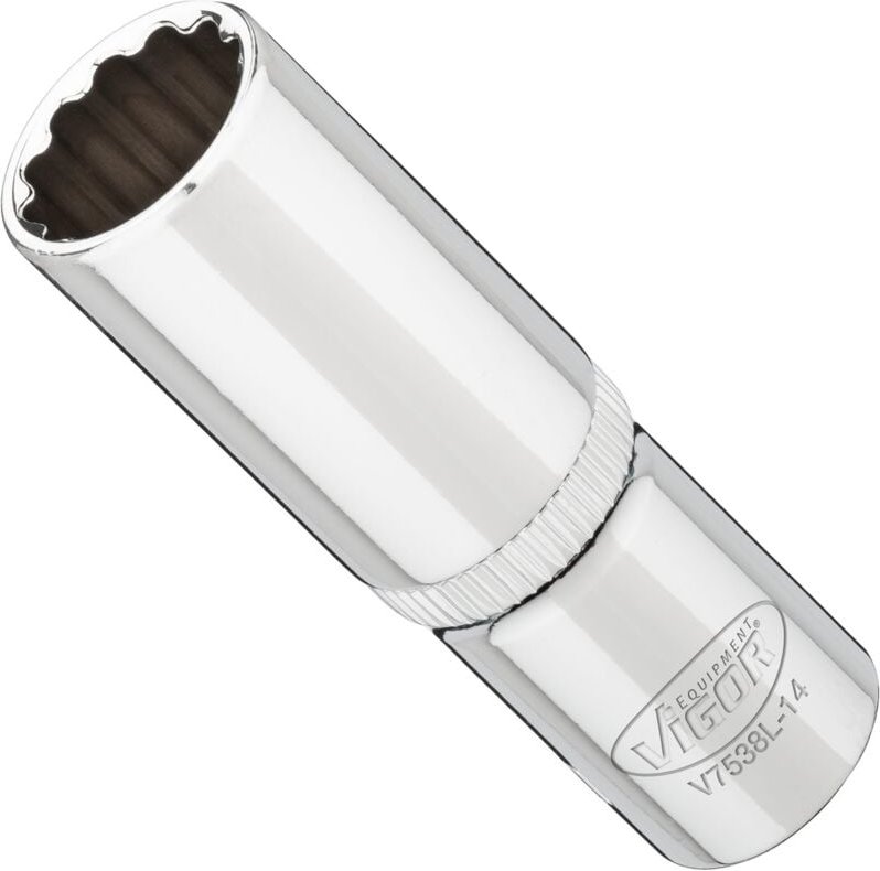 VIGOR Steckschlüsseleinsatz, lang, 3/8 (10 mm) Vierkant hohl, Außen Doppelsechskant Profil, SW 14 mm