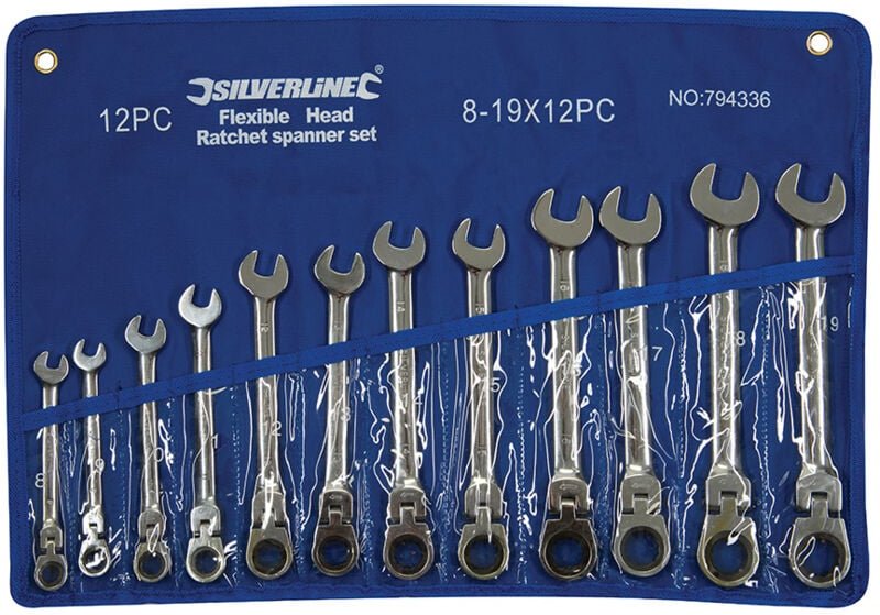 Ring-Maul-Ratschenschlüssel mit Gelenk, 12-tlg. Satz 8–19 mm