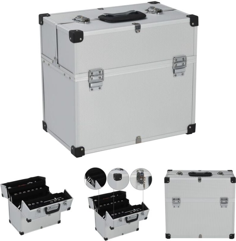 The Living Store Werkzeugkoffer 38x22,5x34 cm Silbern Aluminum - Werkzeugkästen - Silber