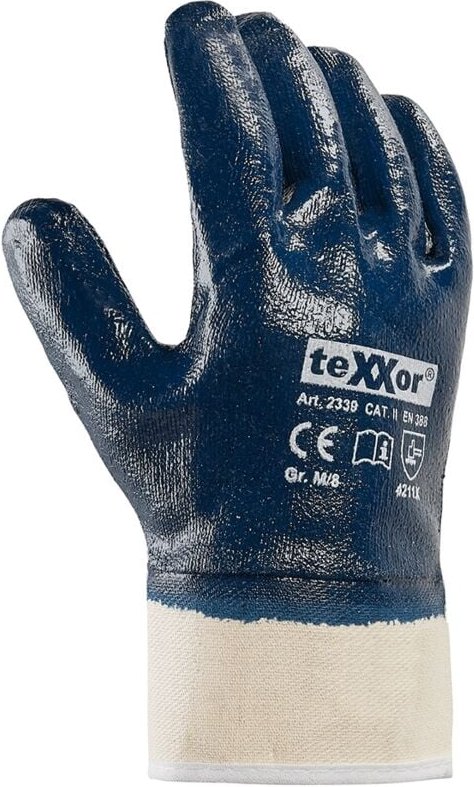 Thumbnail - teXXor® Nitril-Handschuhe STULPE, Beige/Blau