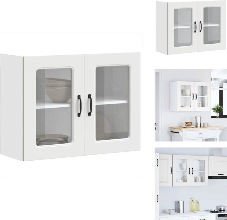 Küchen-Hängeschrank mit Glastür Kalmar Weiß Holzwerkstoff - Küchen-Wandschrank - Küchen-Wandschränke - Wandschrank Küche...