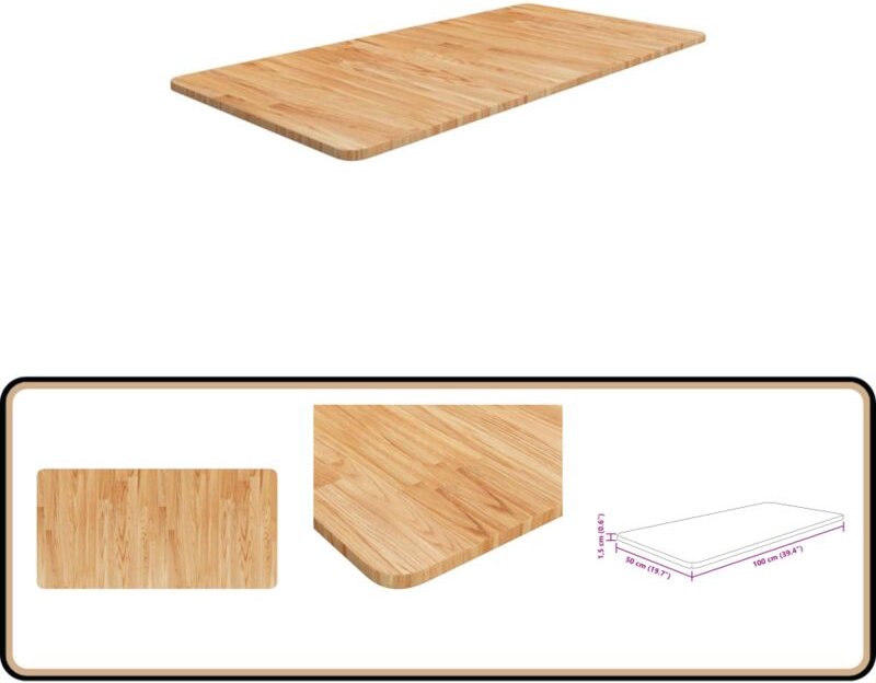 Waschtischplatte Hellbraun 100x50x1,5 cm Massivholz Behandelt - Waschtischplatte - Eiche - Holz Platte - Arbeitsfläche -...