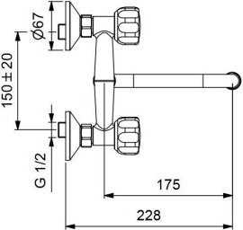Idral - Spültisch-Wandbatterie mit Bodenschwenkauslauf 0159/86 Verchromt - Messing