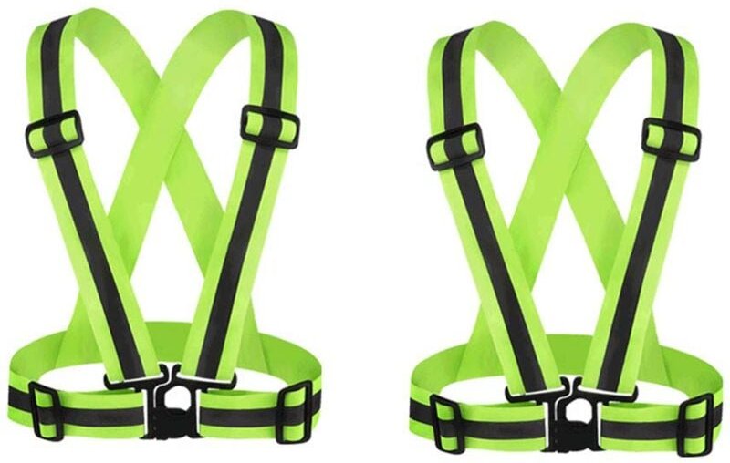 2er-Pack (Gelb) Reflektierende Sicherheitswesten für Erwachsene/Kinder, gut sichtbare, verstellbare Arbeitswestenjacke, ...