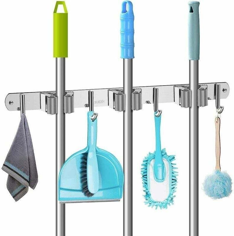 Selbstklebender Bürstenhalter zur Wandmontage. Gerätehalter, Wandhalterung, Gartengerätehalter, Edelstahl, Besenhalter, ...