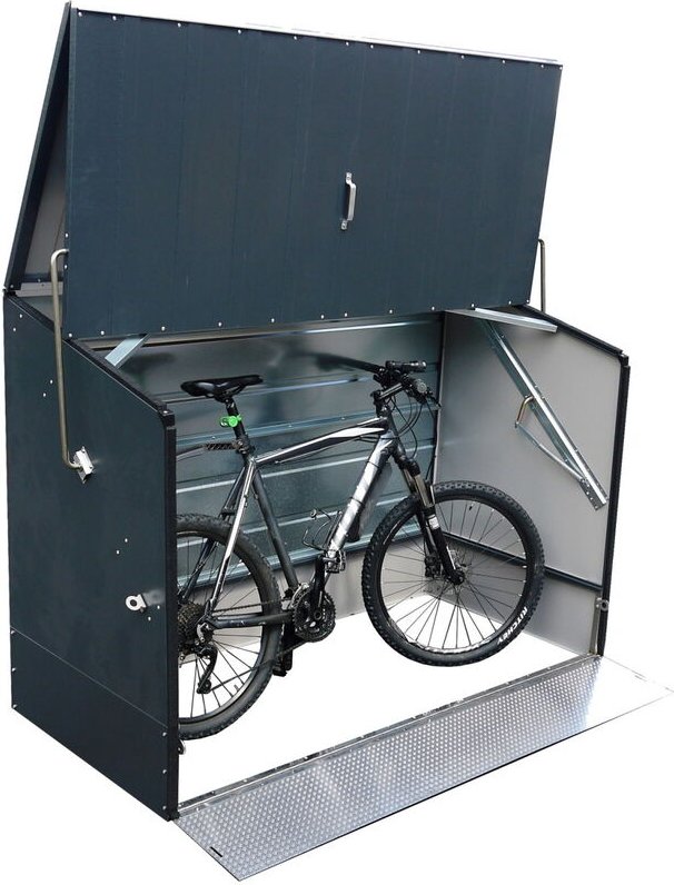 7170 Fahrradbox Fahrradgarage Gartenbox 196x89x133 cm anthrazit mit Rampe - Tepro