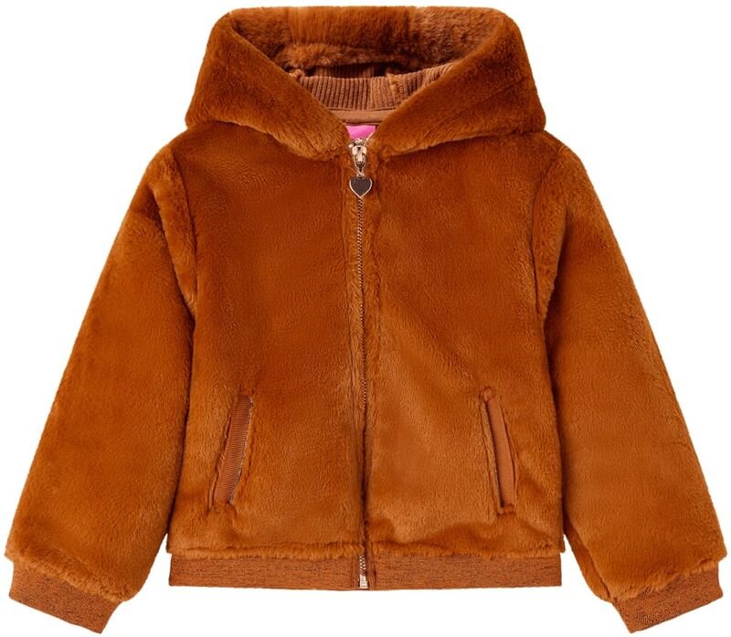 Thumbnail - Kinder-Kapuzenjacke Kunstpelz Cognac 128 Vidaxl 21378