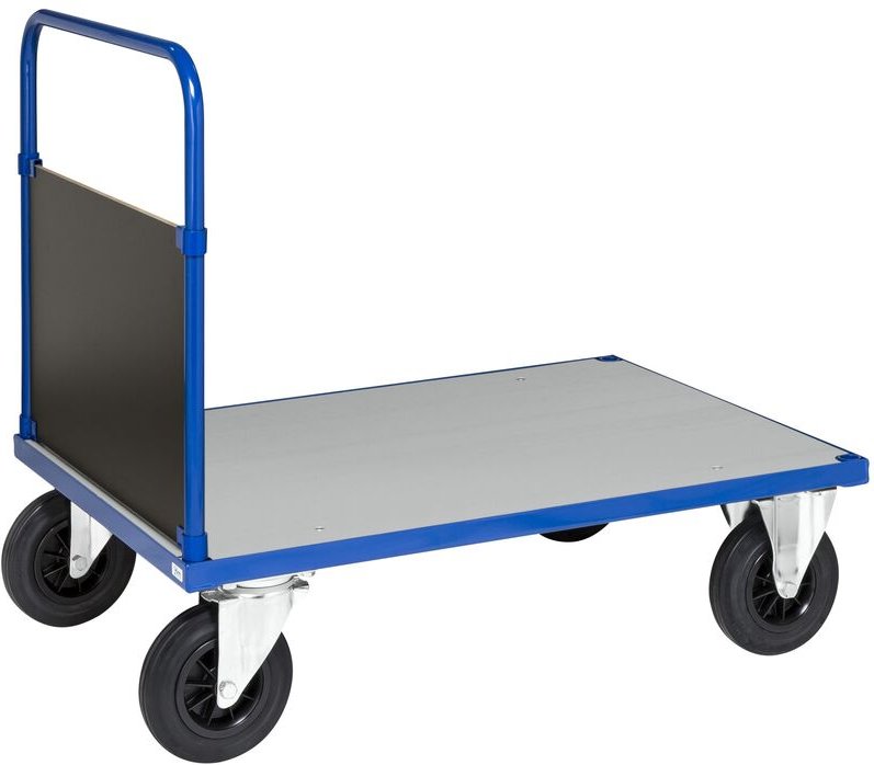 Kongamek Plattformwagen in blau 1000x700x900mm mit geschlossenem Schiebegriff, verzinkter Ladefläche und Gummibereifung ...