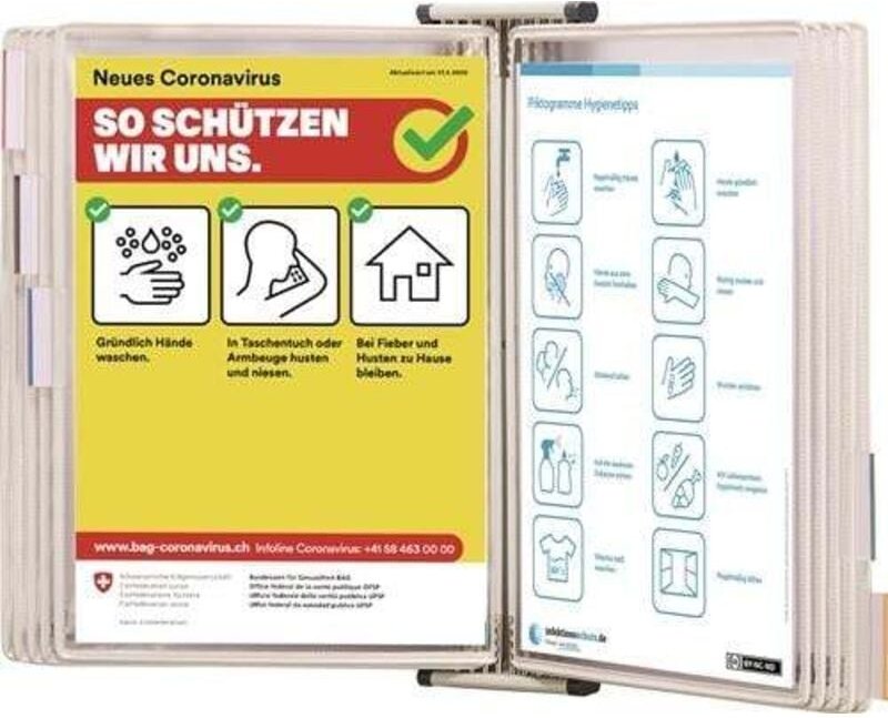 Wandhalter 10 Sichttafeln schwarz lackiertf.A4 TARIFOLD