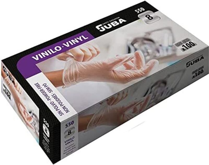 Juba - Schachtel mit 100 puderfreien Vinyl-Einmalhandschuhen Größe 7