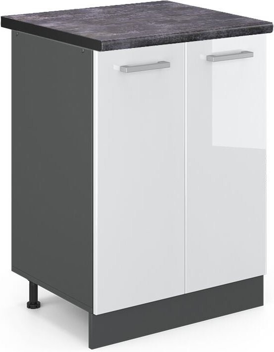 Vicco - Küchenunterschrank R-Line, Weiß Hochglanz, 60 cm , ap Anthrazit