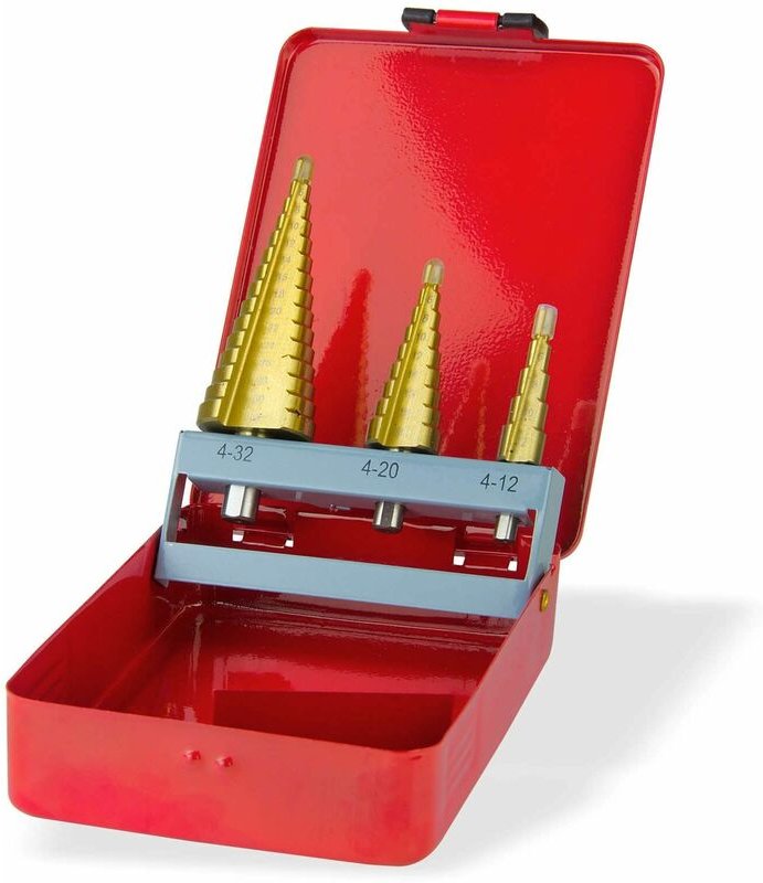 Dema - hss-g Stufenbohrer Satz Set 3 teilig 4-32mm Schälbohrer Kegelbohrer Kegelsenker