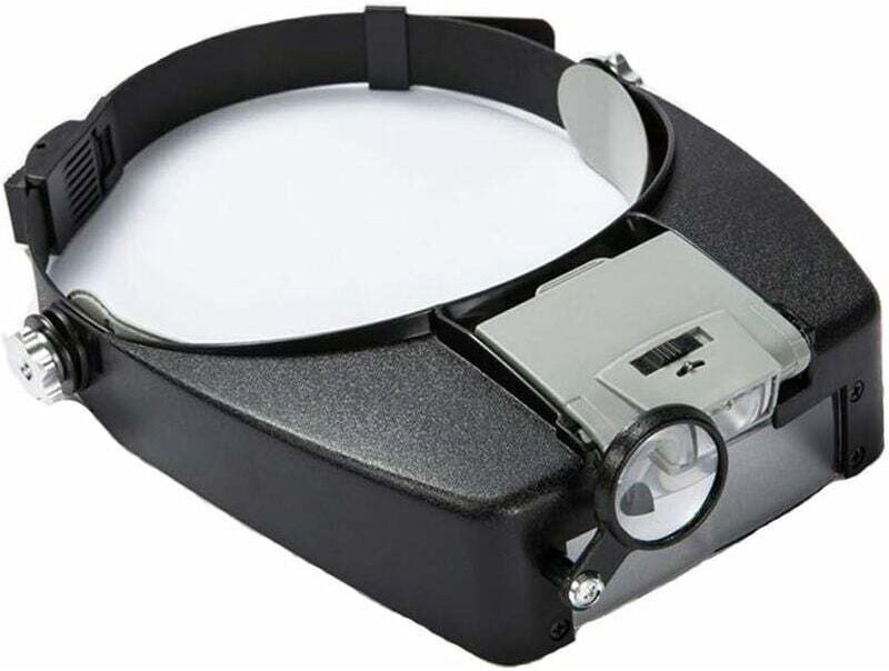 Helmlupen mit LED-Beleuchtung – 1,5- bis 10-facher Zoom – Stirnbandlupe mit Licht zum Lesen, für Juweliere, Nähen und He...