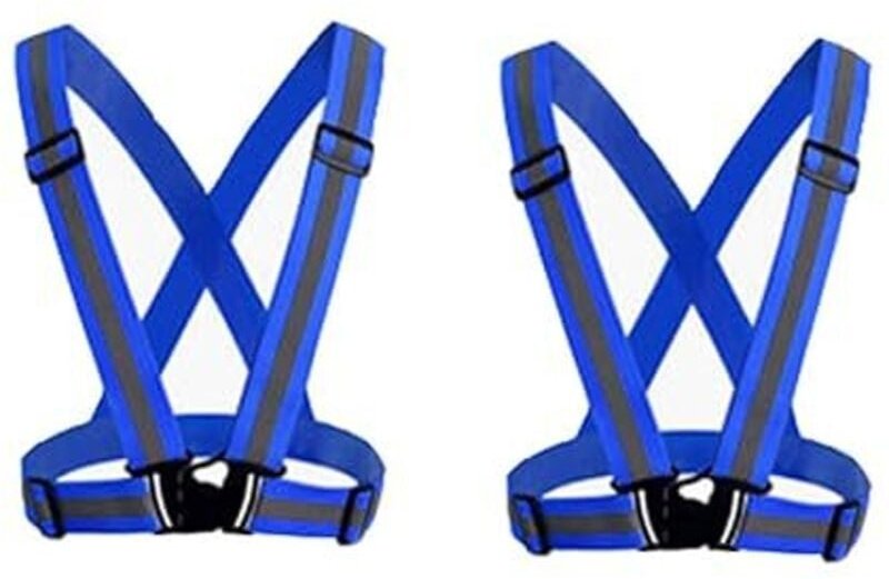 Linghhang - 2er-Pack (blau) Reflektierende Sicherheitswesten für Erwachsene/Kinder, gut sichtbare, verstellbare Arbeitsw...