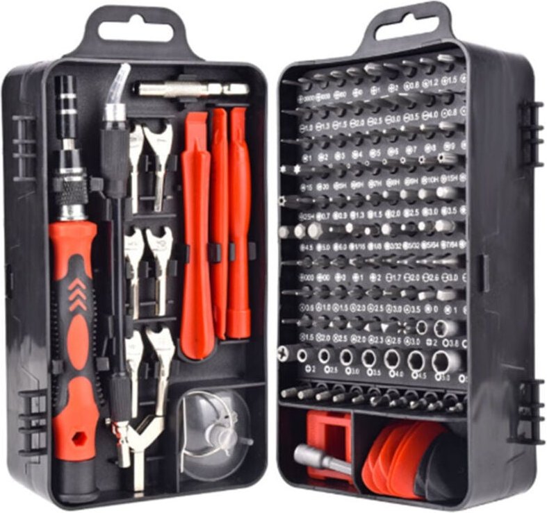 Mumu - 135-in-1 Mini-Präzisions-Magnetschraubendreher-Reparatur-Set für iPhone, Laptop, Uhr mit Aufbewahrung, Rot