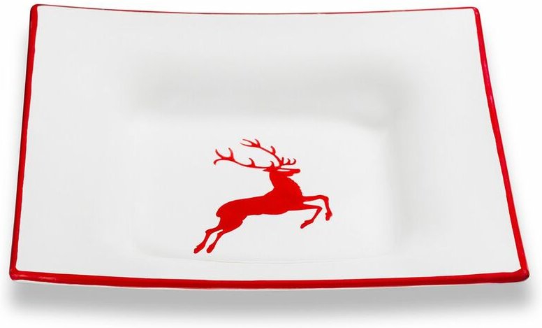 Gmundner Keramik - Rubinroter Hirsch, Suppenteller Trend (20x20cm)