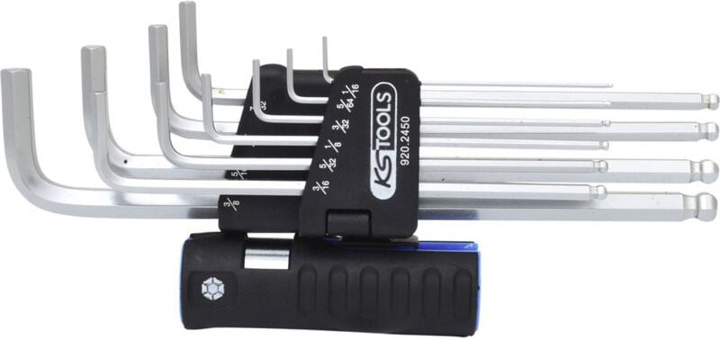 3 in 1 Innen6kant-Winkelstiftschlüssel-Satz,10-tlg XL, Kugelkopf, Zoll