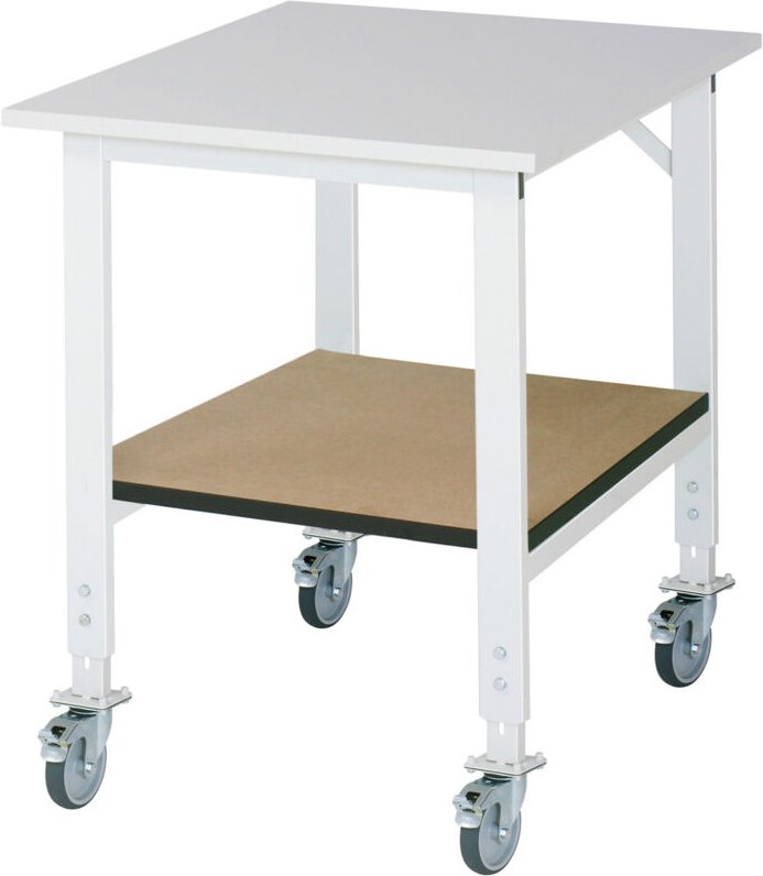 Fahrbarer Arbeitstisch (hv) Tom KM-01, B750xT1000xH910-1230mm, M-Platte-22mm - RAU