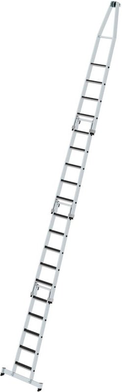 MUNK Stufen- Glasreinigerleiter 4-teilig mit clip-step R13 und nivello Traverse 3x5+4 Stufen