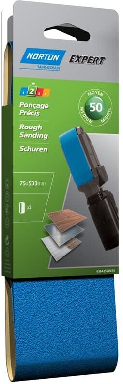 Expert Schleifbänder 75x533mm K50 2er ve - Norton