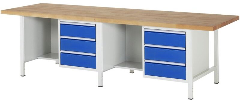 Werkbank höhenverstellbar 8452A2, B3000xT900xH840-1040mm, 6x Schublade-TA - RAU