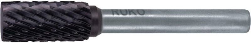 Thumbnail - Hartmetall-Frässtift zya ø 8 mm Kopflänge 18 mm Schaft-Ø 6 mm TiCN Verzahnung kvz 4 - 116011TC - Ruko