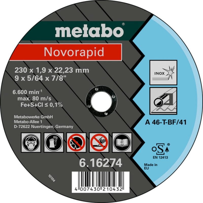 Novorapid 115x1.0x22.23 Edelstahl-Schneidräder Metabo