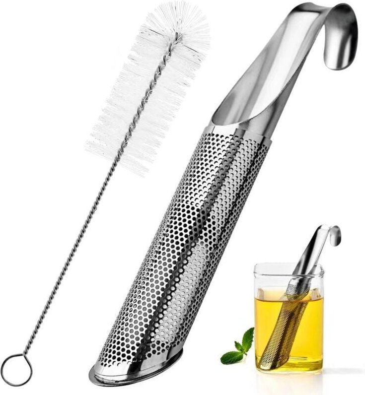 Linghhang - 3-teiliges Nachfüllset für losen Tee, Bürste, Teesieb mit langem Griff für Tee, Kaffee, Gewürze, Geschenk fü...