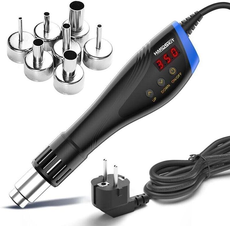 600 W Mini-Heißluftpistole, tragbar, 100 °C bis 550 °C Temperatur, schnelles Aufheizen, mit Überlastschutz, Edelstahldüs...