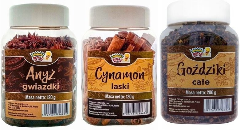 Set: Sternanis 120g, Zimtstangen 120g, Ganze Nelken 200g