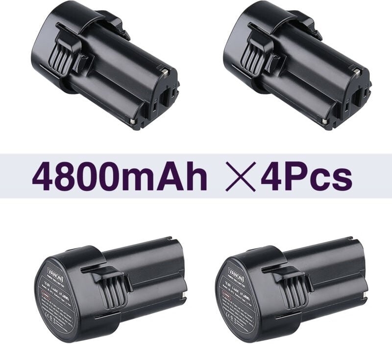 Pdstation - 4 Stück BL1013 4,8Ah 10,8V Lithium-Ionen Ersatz für Makita 10,8V Akku BL1013 BL1014 DF030D DF330D LCT203W TD...