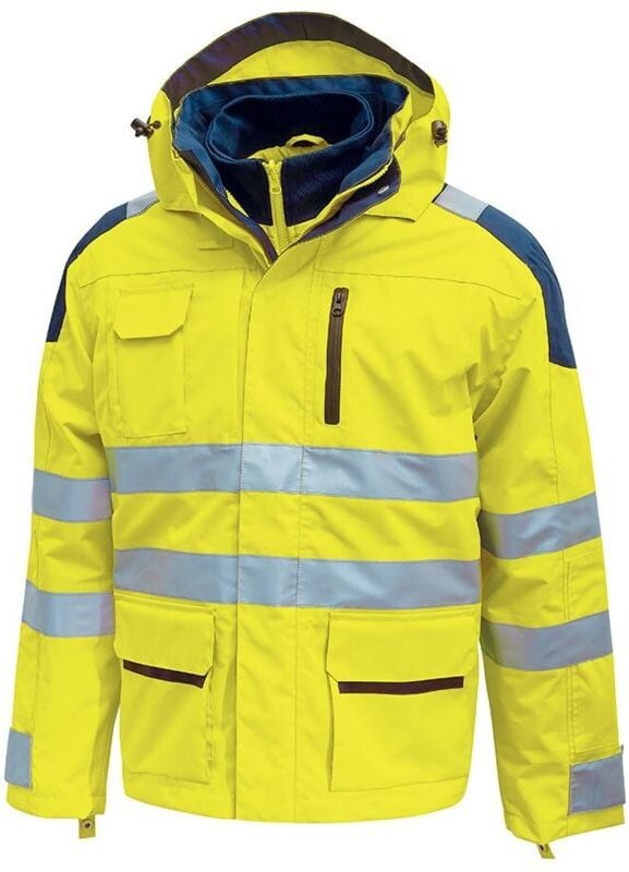 Hochsichtbarer wasserdichter Arbeitsparka BACKER - Neon Gelb 3XL