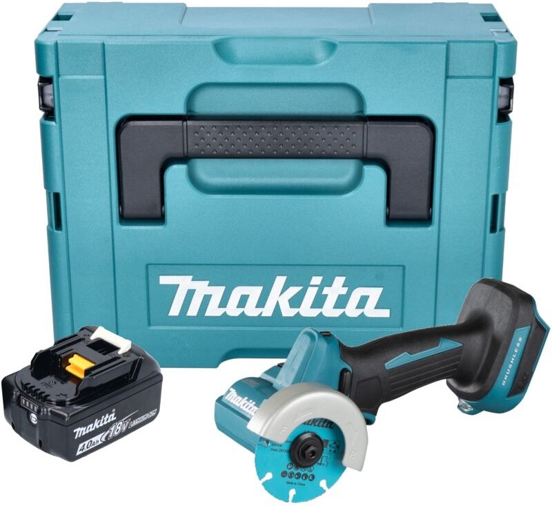 Makita DMC 300 M1J Akku Winkelschleifer 18 V 76 mm Brushless + 1x Akku 4,0 Ah + Makpac - ohne Ladegerät
