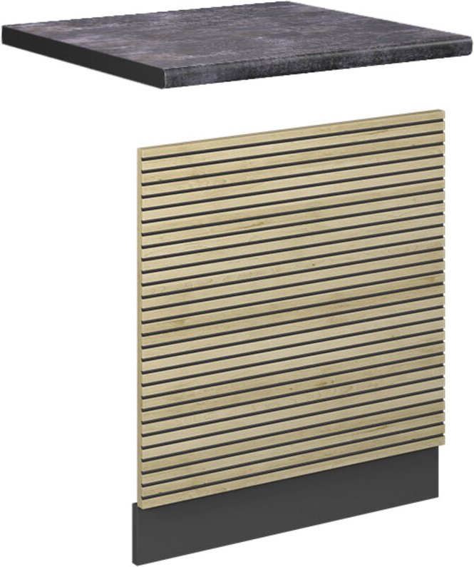 Vicco - Geschirrspülblende Fame-Line, Eiche Paneel, 60 cm , ap Anthrazit