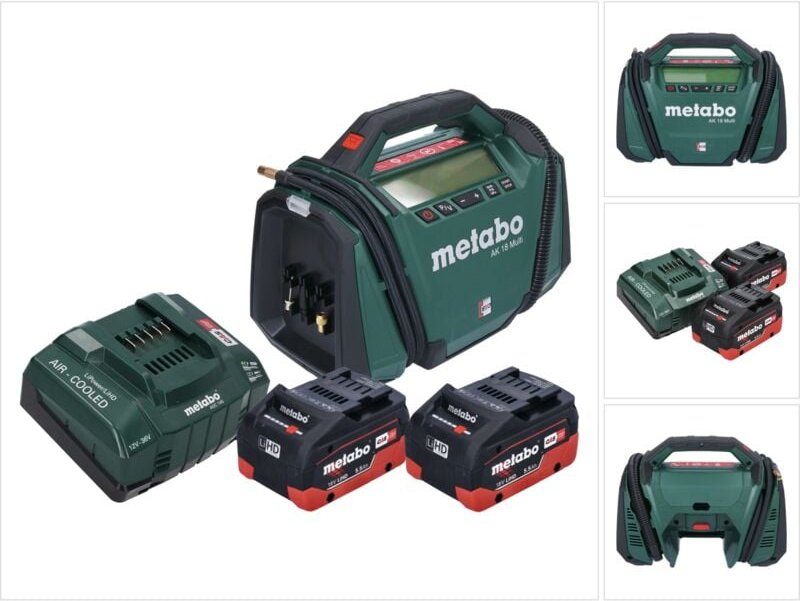 Metabo AK 18 Multi Akku Kompressor 18 V 11 bar + 2x Akku 5,5 Ah + Ladegerät