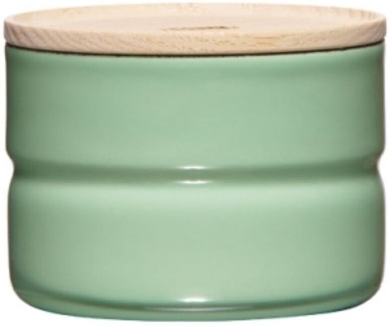 Riess Vorratsdose mit Eschenholzdeckel Ø8cm 0,19L Green Emaille