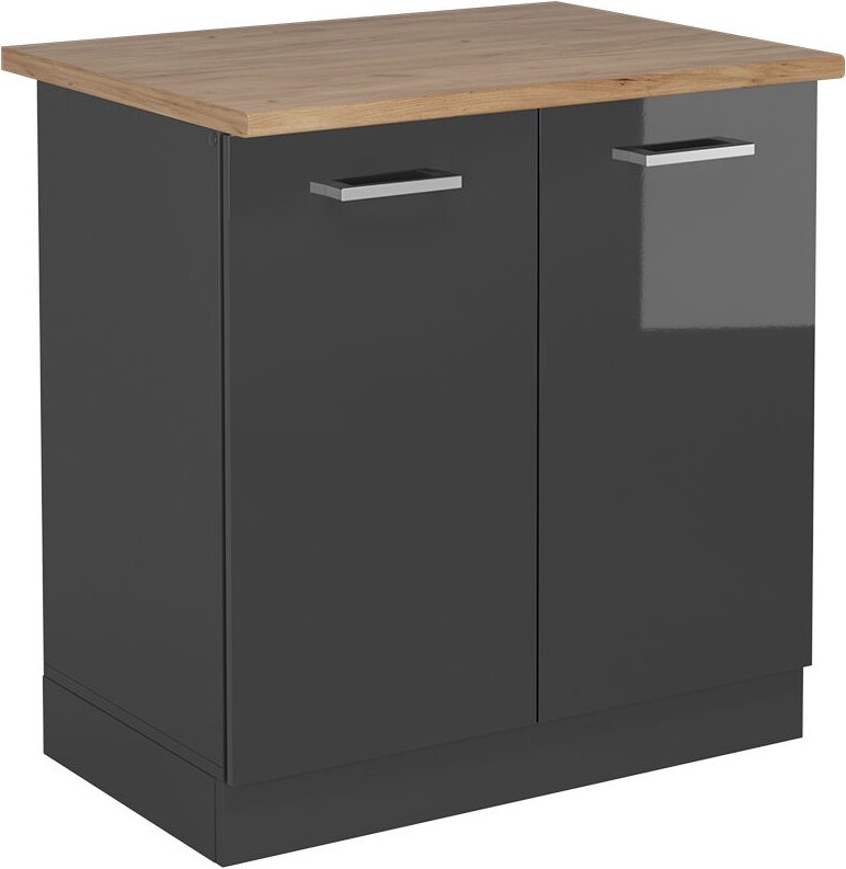 Thumbnail - Vicco - Spülenunterschrank R-Line, Anthrazit Hochglanz, 80 cm , ap Eiche