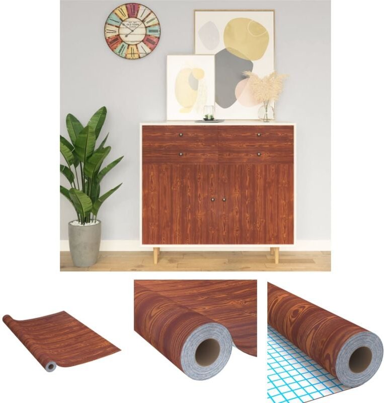 The Living Store - Selbstklebende Möbelfolie Akazie 500x90 cm pvc - Fensterfolie - Braun