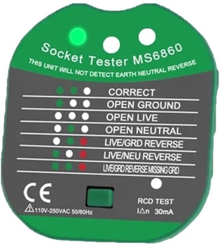 Comprobador de enchufes de pared Comprobador de enchufes profesional Detector de fase y polaridad de potencia