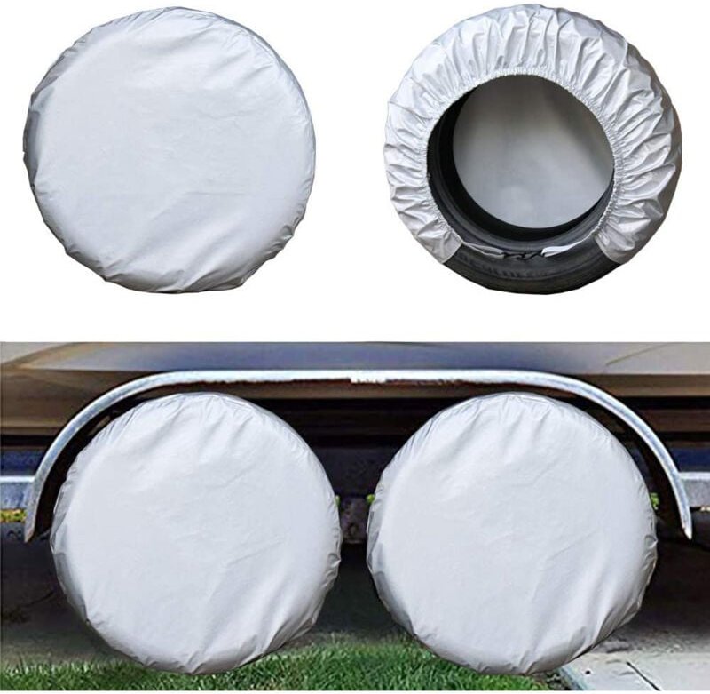 Thumbnail - Radreifenabdeckungen für Wohnmobile (4er-Pack, Silber), Oxford, wasserdicht, UV-Sonnenschutz für LKW, Wohnmobil, Boot, A...
