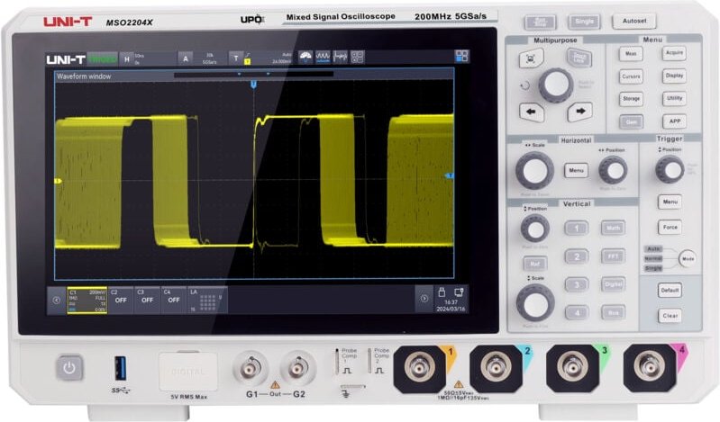 Mixed-Signal-Oszilloskop, MSO2204X, 4+16 Kanal, 200 MHz, 5 GSa/s - Uni-t
