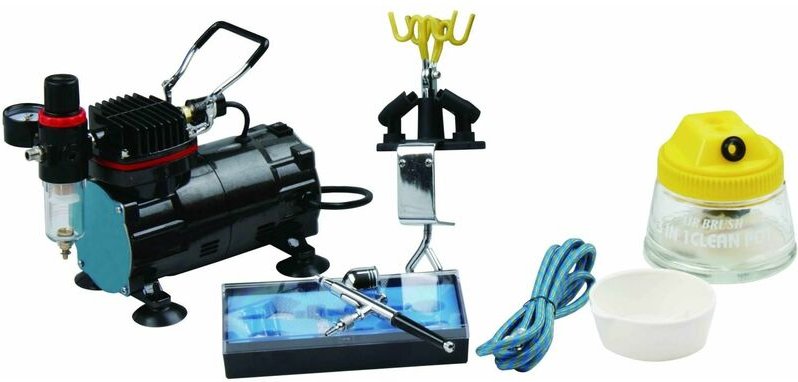 Bc-elec - AS-18KB professionelles airbrush set kompressor airbrushpistole komplett kit inkl halter