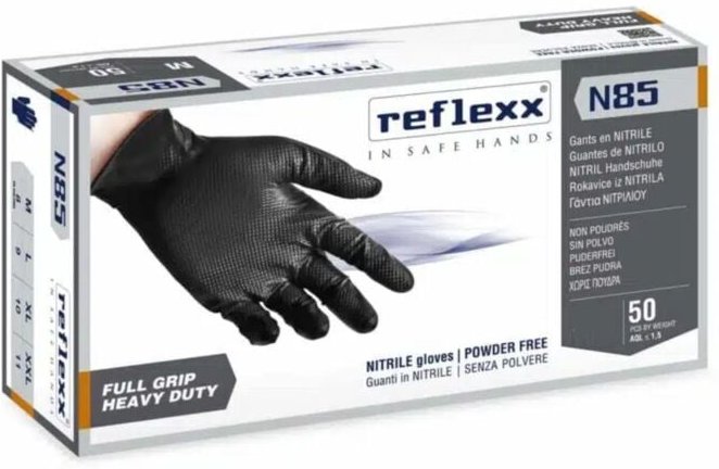 N85B Nitrilhandschuhe ohne Puder, 100 % latexfrei, 8,4 gr, Kat.3, 50 Stück, xxl - Reflexx